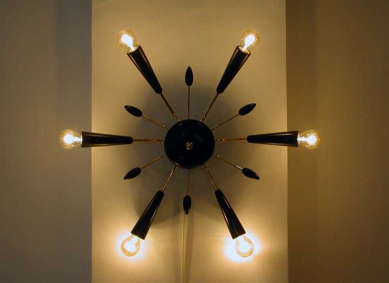 1950s Mid Century Italian Flush Mount Wall Lamp Sconce 2
