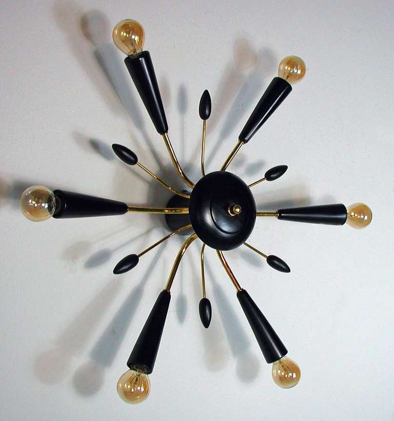 1950s Mid Century Italian Flush Mount Wall Lamp Sconce 3