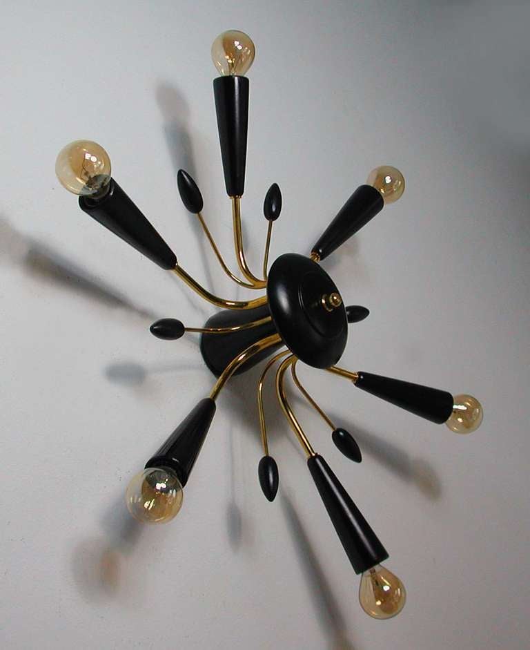 1950s Mid Century Italian Flush Mount Wall Lamp Sconce 4