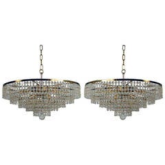 Pair 1960s Ernst Palme Crystal Glass Chandeliers 4