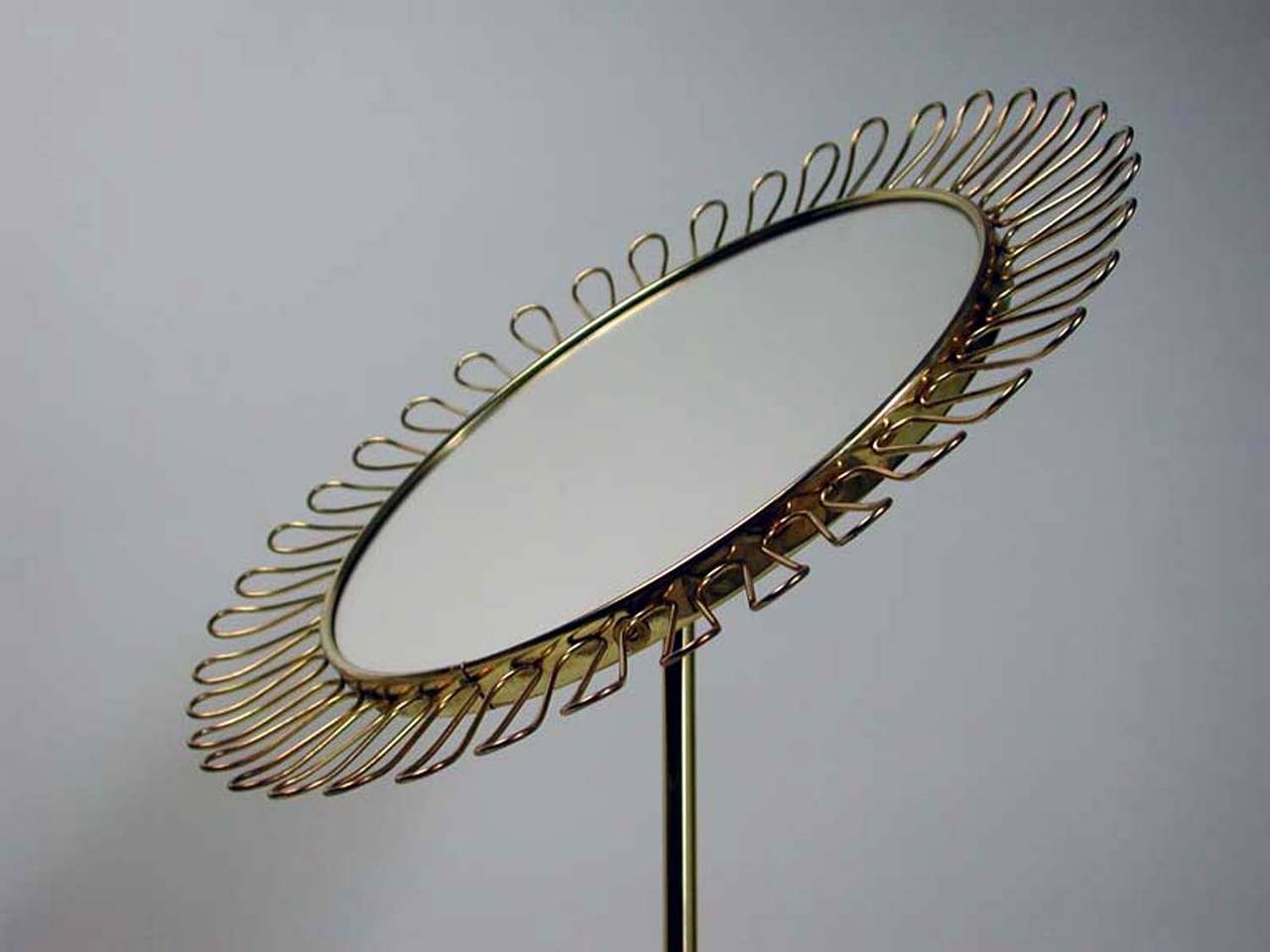 Mid Century Sculptural Brass Vanity Table Mirror in the Manner of Josef Frank 4