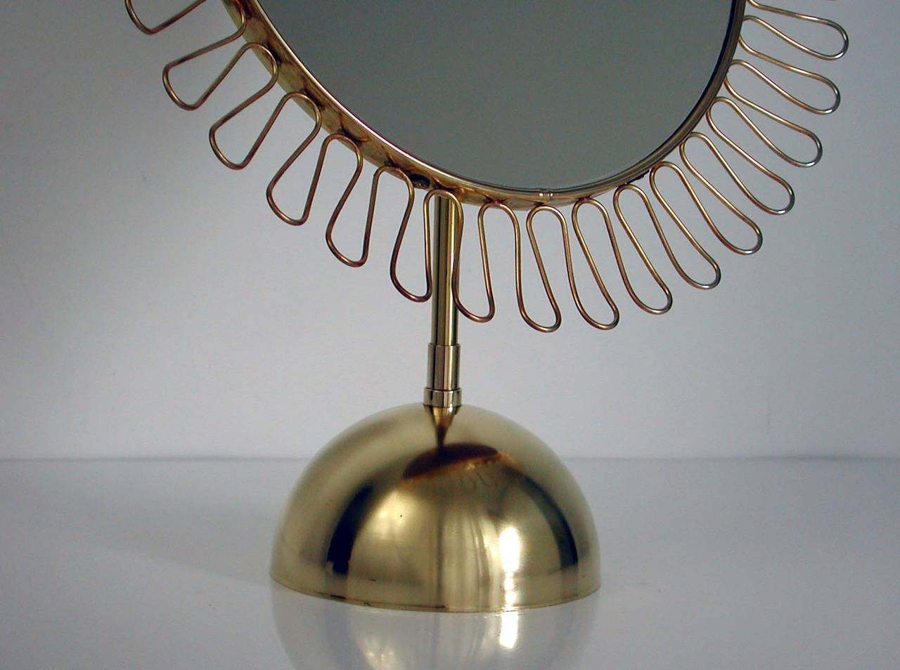Mid Century Sculptural Brass Vanity Table Mirror in the Manner of Josef Frank 2