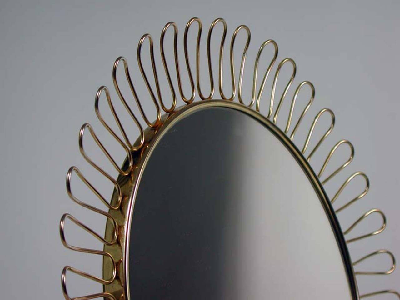 Mid Century Sculptural Brass Vanity Table Mirror in the Manner of Josef Frank 3