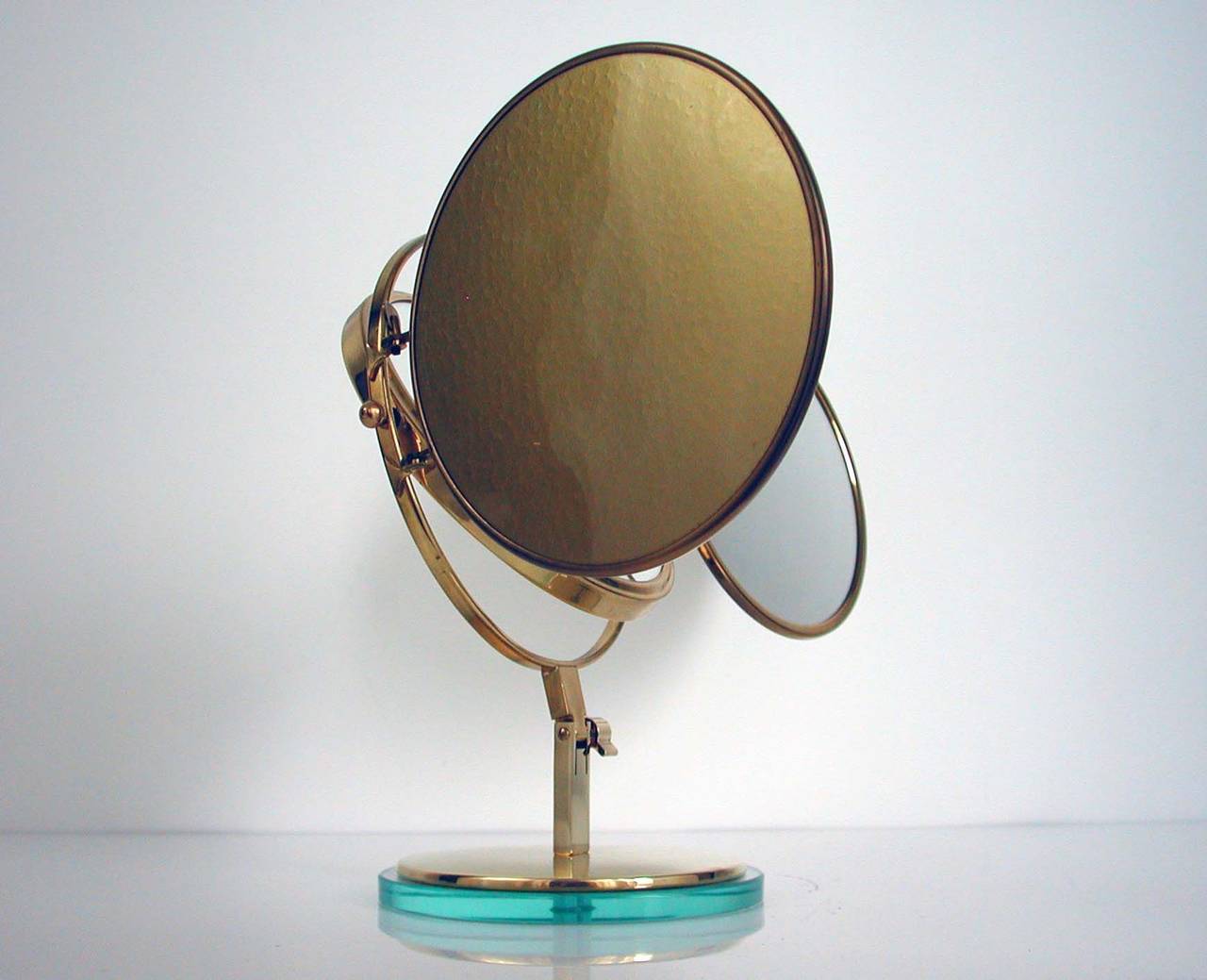 Mid Century Italian, Triple Brass Folding Vanity Table Mirror 5