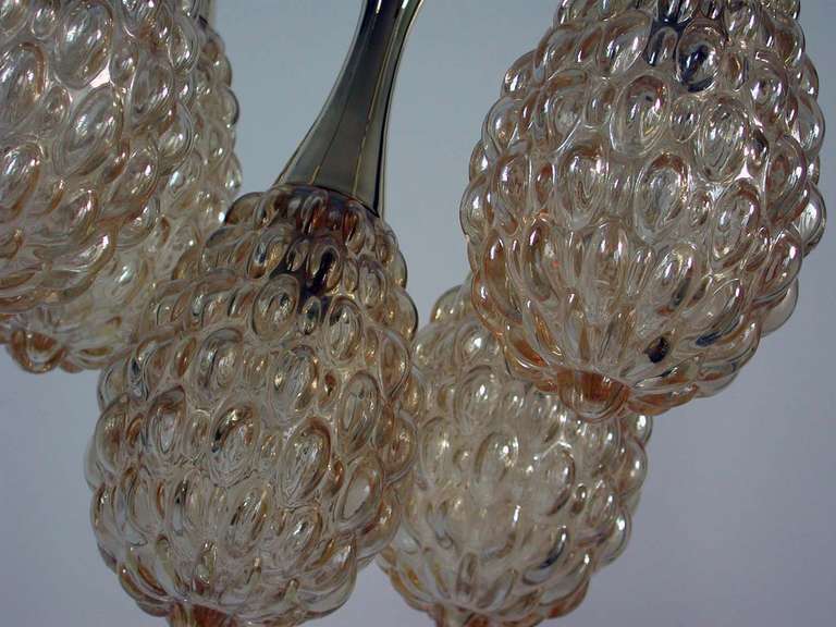 Mid-Century Modern 1960s Helena Tynell for Limburg Cascading Bubble Amber Ceiling Lamp