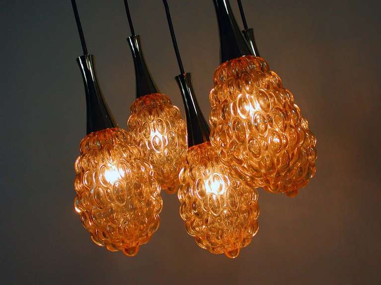1960s Helena Tynell for Limburg Cascading Bubble Amber Ceiling Lamp 2