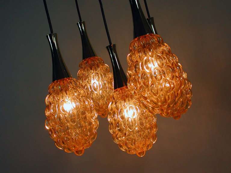 1960s Helena Tynell for Limburg Cascading Bubble Amber Ceiling Lamp 2