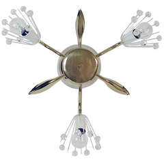 1950s Emil Stejnar Brass and Crystal Wall Lamp Flush Mount 9
