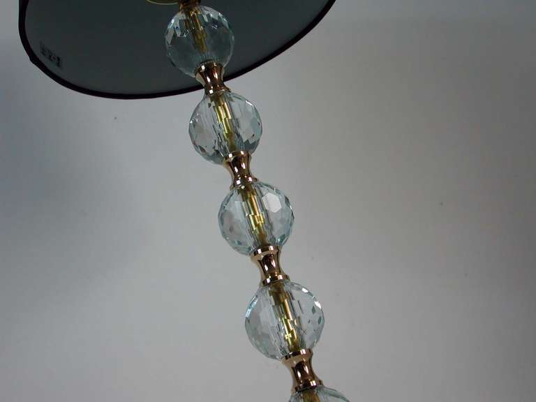 1950s Large Bakalowits Attributed Crystal Diamond and Bronze Table Lamp For Sale 4