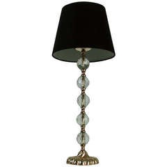 1950s Large Bakalowits Attributed Crystal Diamond and Bronze Table Lamp 9
