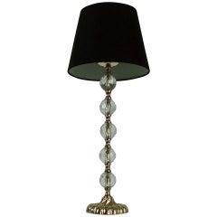 1950s Large Bakalowits Attributed Crystal Diamond and Bronze Table Lamp