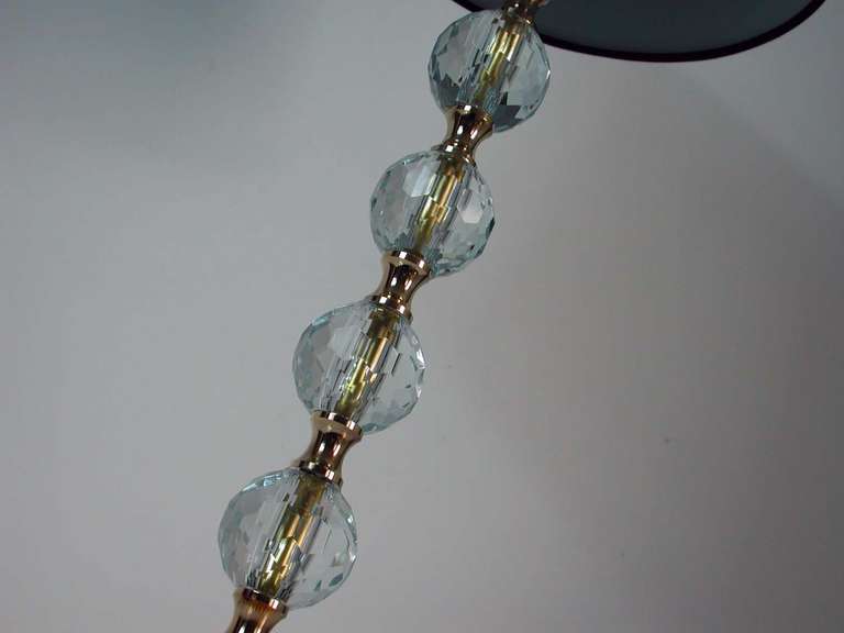 Mid-Century Modern 1950s Large Bakalowits Attributed Crystal Diamond and Bronze Table Lamp For Sale