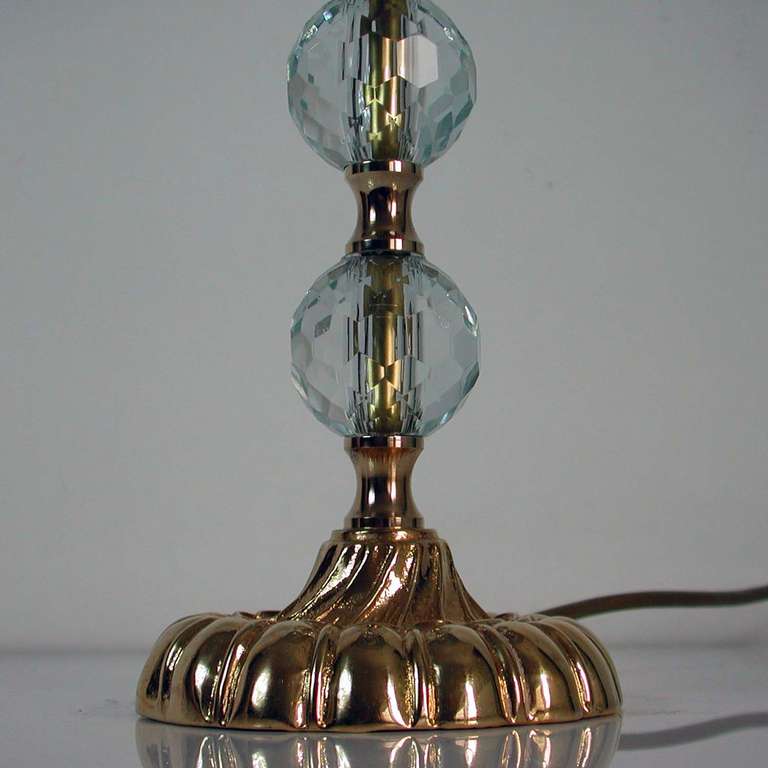 1950s Large Bakalowits Attributed Crystal Diamond and Bronze Table Lamp In Good Condition For Sale In NUEMBRECHT, NRW