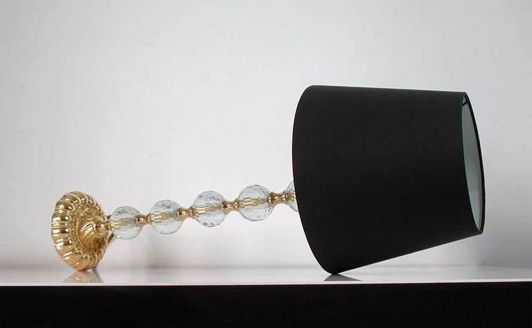 1950s Large Bakalowits Attributed Crystal Diamond and Bronze Table Lamp For Sale 1
