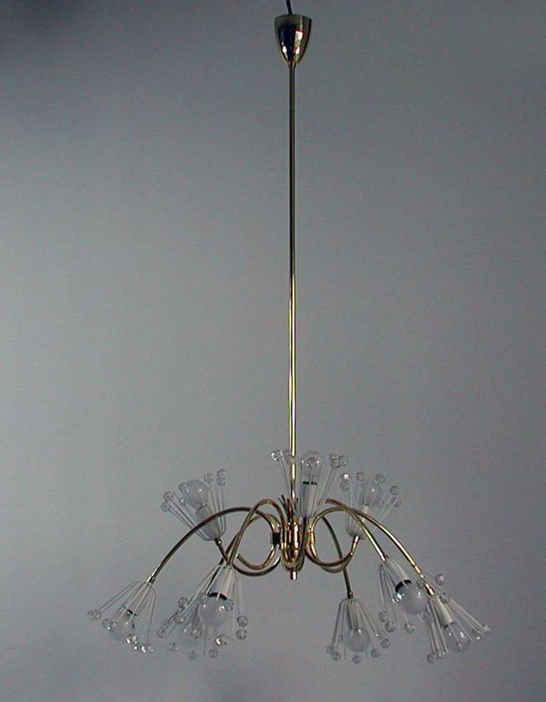 1950s Emil Stejnar Nine-Arm Chandelier Ceiling Lamp for Nikoll Vienna In Good Condition In NUEMBRECHT, NRW