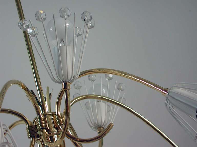 Brass 1950s Emil Stejnar Nine-Arm Chandelier Ceiling Lamp for Nikoll Vienna