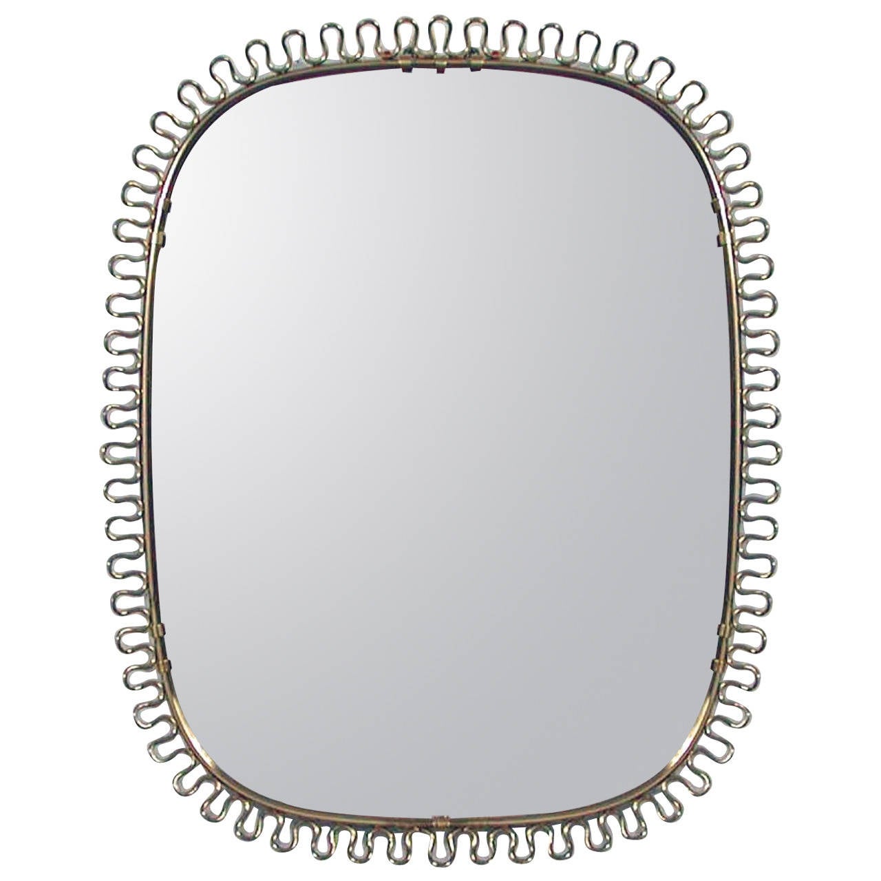 Sculptural Brass Wall Mirror by Josef Frank for Svenskt Tenn 1950s at