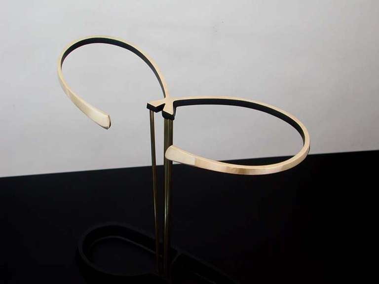 Austrian 1950s Brass and Cast Iron Umbrella Stand in the Manner of Walter Bosse