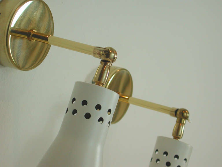 Mid-20th Century Pair 1950s Mid Century Italian Wall Lamps Sconces in the Manner of Stilnovo