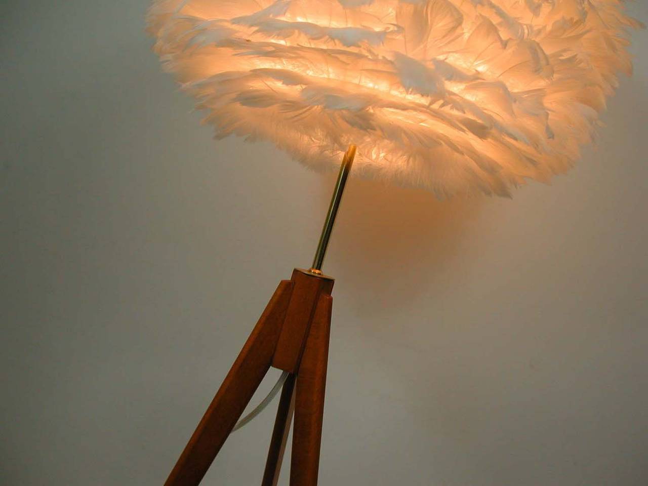 Danish Tripod Teak Floor Lamp with Vita EOS Goose Feathers Shade, 1960s 4