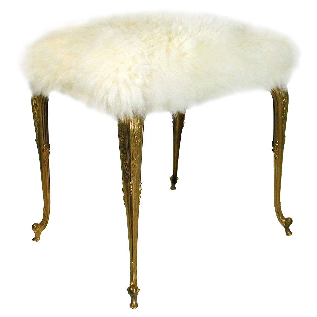 Hollywood Regency Upholstered Fur Sheep Bronze Vanity Stool Chair ... Hollywood Regency Upholstered Fur Sheep Bronze Vanity Stool Chair ...