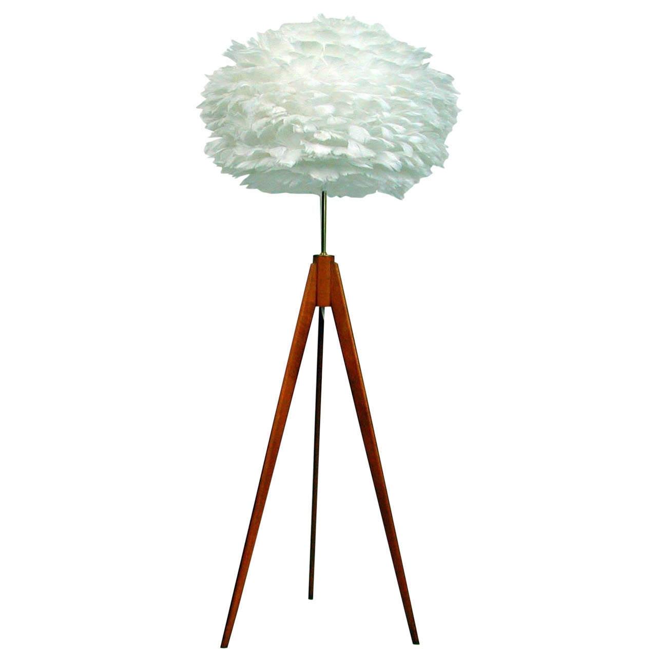 Danish Tripod Teak Floor Lamp with Vita EOS Goose Feathers Shade, 1960s