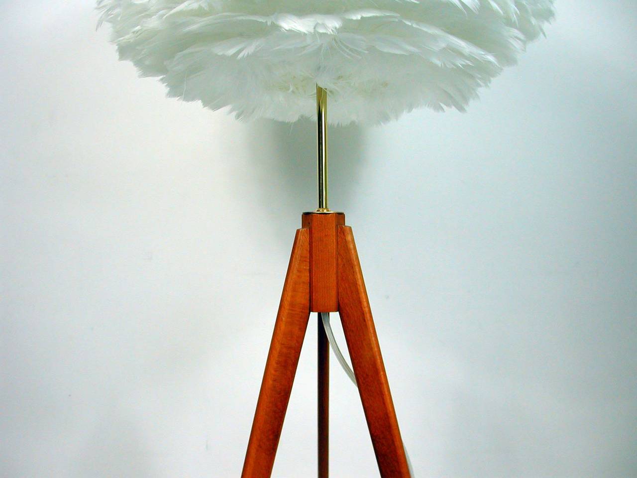 Danish Tripod Teak Floor Lamp with Vita EOS Goose Feathers Shade, 1960s 1