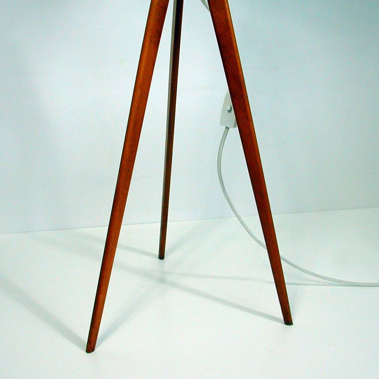 Danish Tripod Teak Floor Lamp with Vita EOS Goose Feathers Shade, 1960s 2