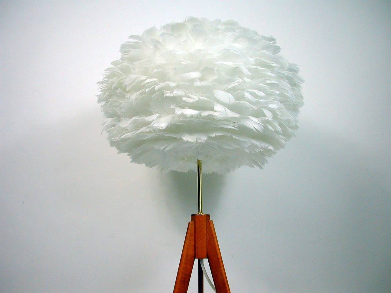 Danish Tripod Teak Floor Lamp with Vita EOS Goose Feathers Shade, 1960s 5