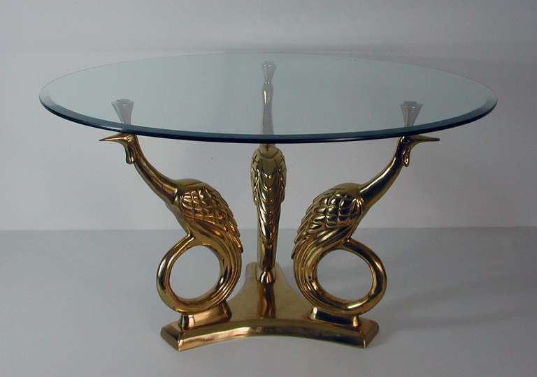 French 1960s Bronze and Glass figural Peacock Coffee Table Side Table Sofa Table 2