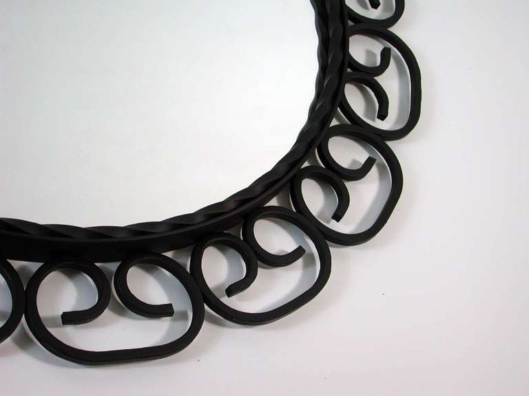 1960s, Mid-Century French Wrought Iron Wall Mirror 2