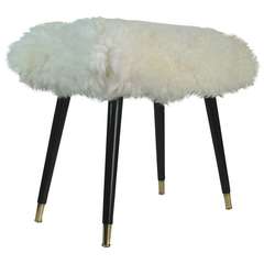 1950s Real Iceland Sheep and Lamb Upholstered Stool Chair
