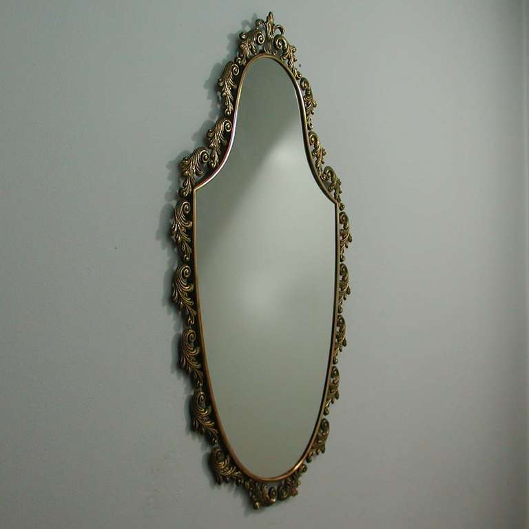 Mid-Century Modern Mid-Century, 1950s Italian Neoclassical Bronze Wall Mirror For Sale