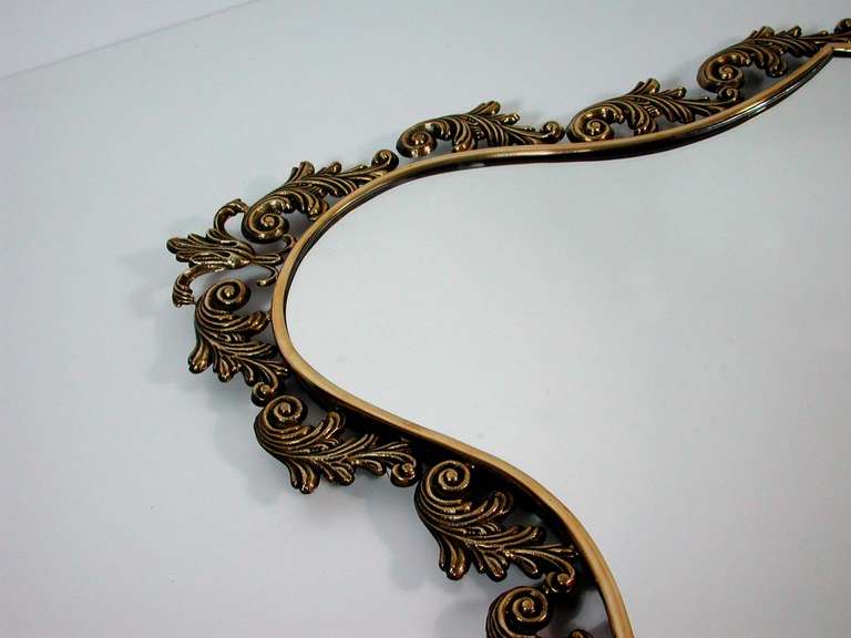 Mid-Century, 1950s Italian Neoclassical Bronze Wall Mirror For Sale 1