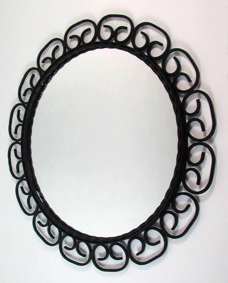 1960s, Mid-Century French Wrought Iron Wall Mirror In Excellent Condition In NUEMBRECHT, NRW