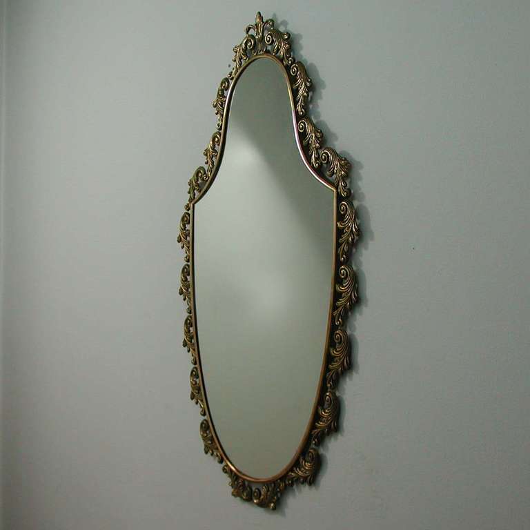 Mid-Century, 1950s Italian Neoclassical Bronze Wall Mirror For Sale 3