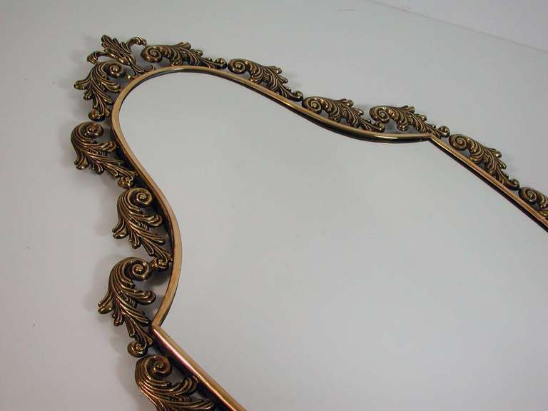 Mid-Century, 1950s Italian Neoclassical Bronze Wall Mirror For Sale 4