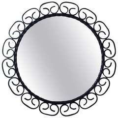 1960s, Mid-Century French Wrought Iron Wall Mirror 11