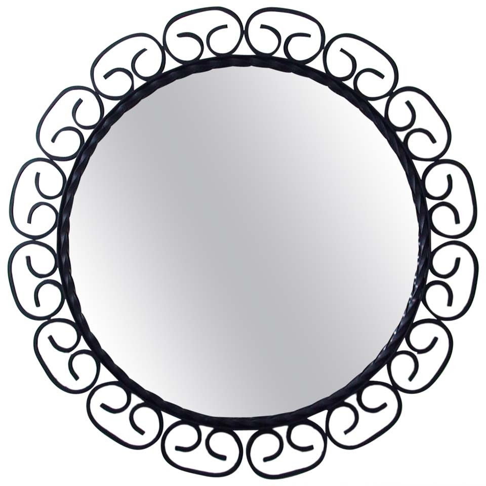 1960s, Mid-Century French Wrought Iron Wall Mirror