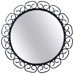 1960s, Mid-Century French Wrought Iron Wall Mirror