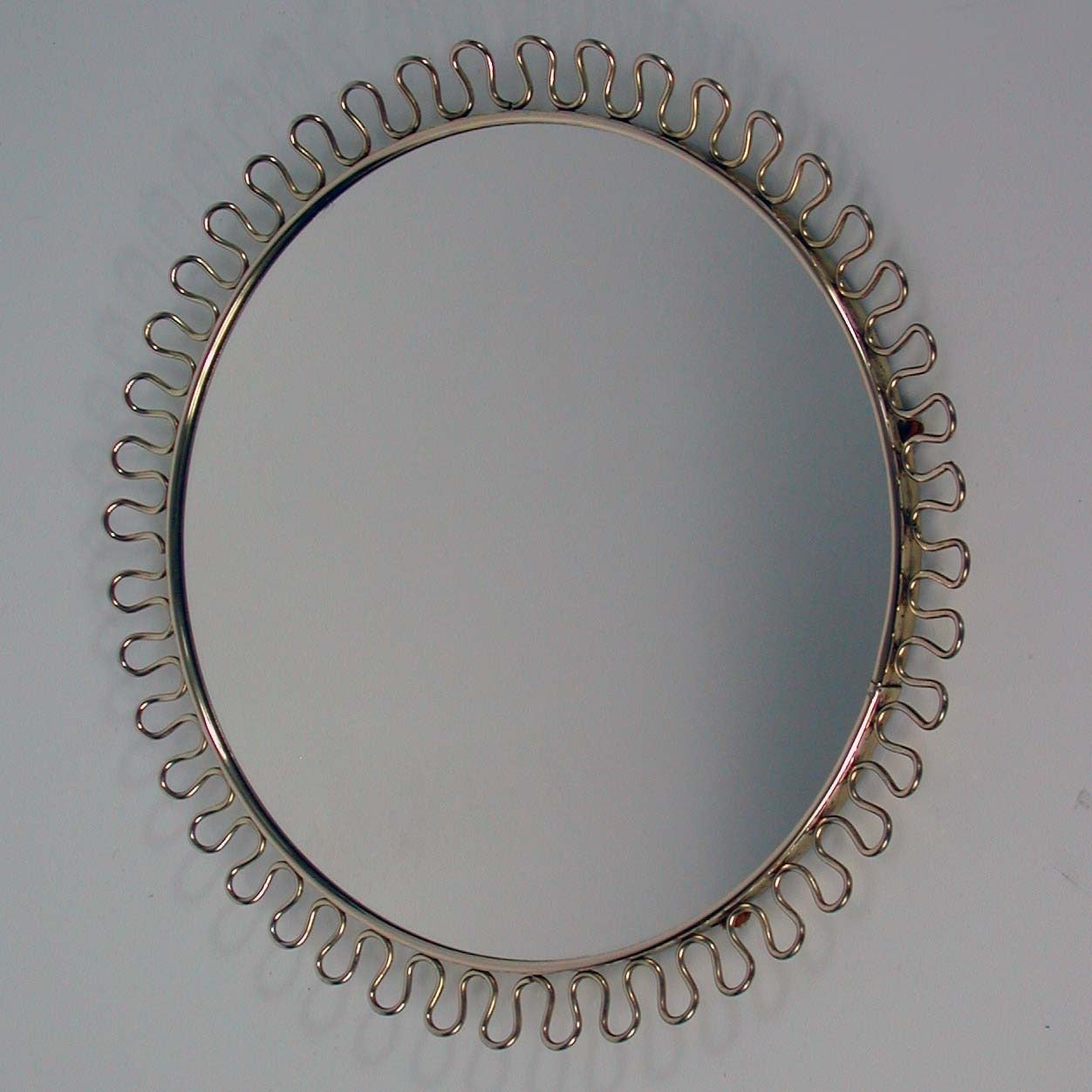 Mid-Century Modern Petite Sculptural Brass Loop Mirror attr. to Josef Frank for Svenskt Tenn, 1950s