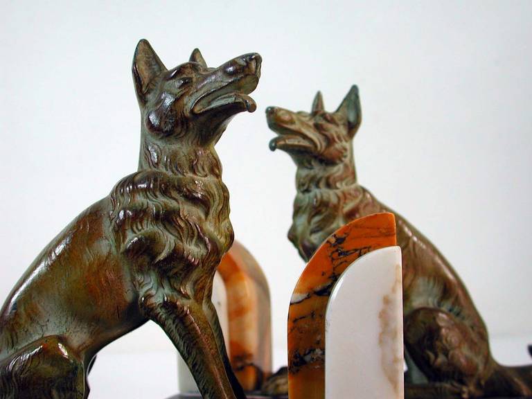 Art Deco French Bookends German Shepherd Dogs in the Manner of Calvin 4