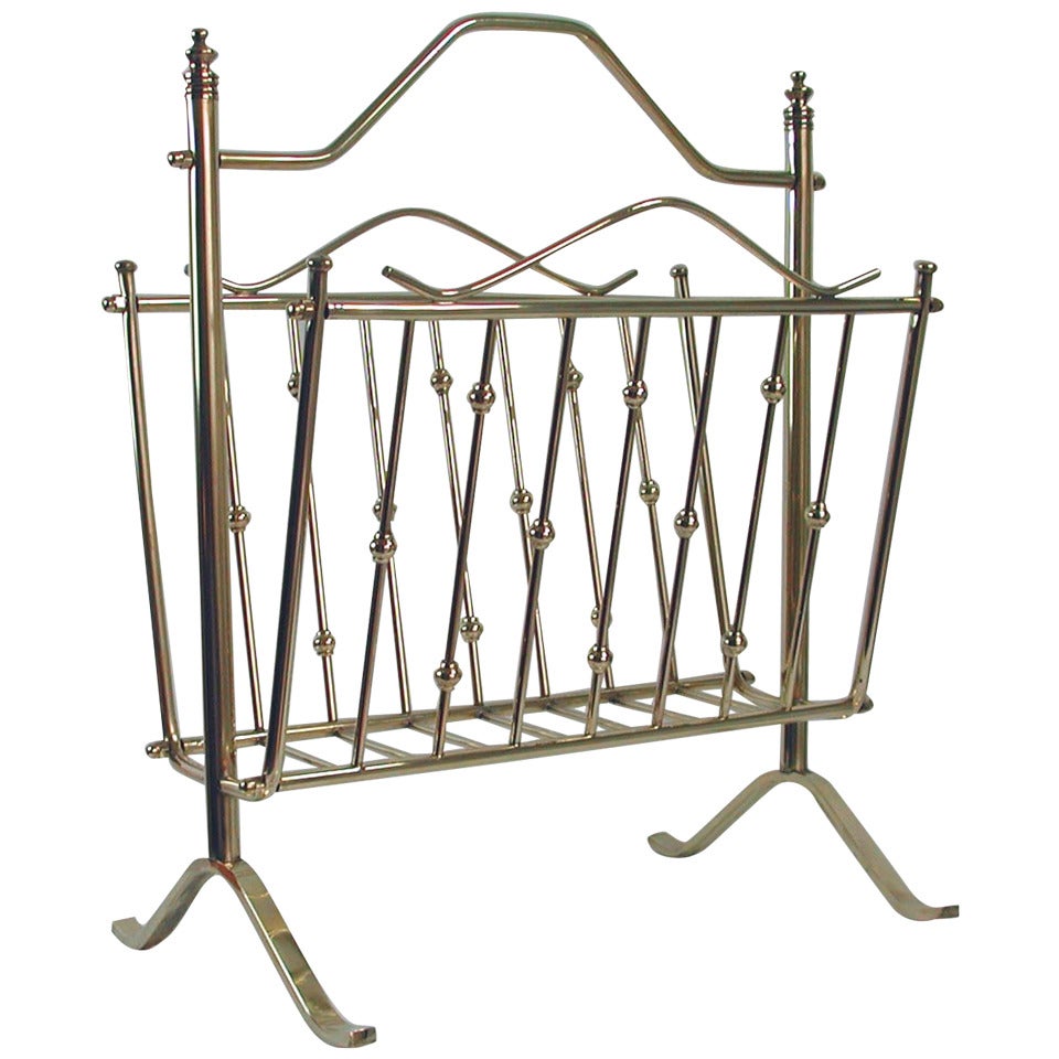 French 1950s Brass Magazine News Rack in the Manner of Maison Charles