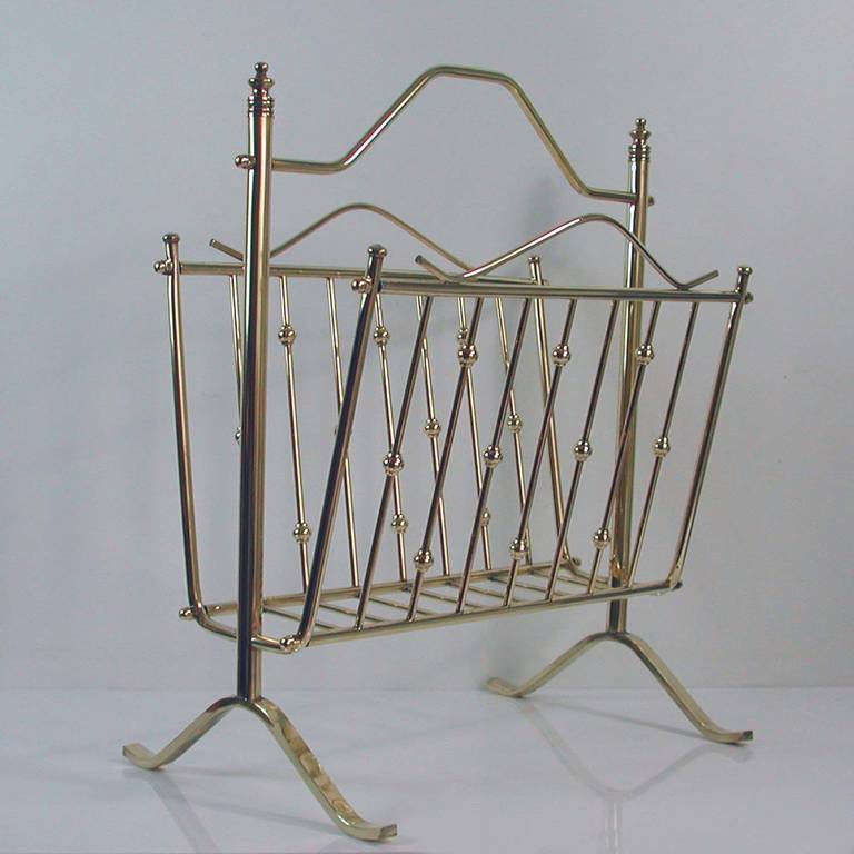 French 1950s Brass Magazine News Rack in the Manner of Maison Charles 2