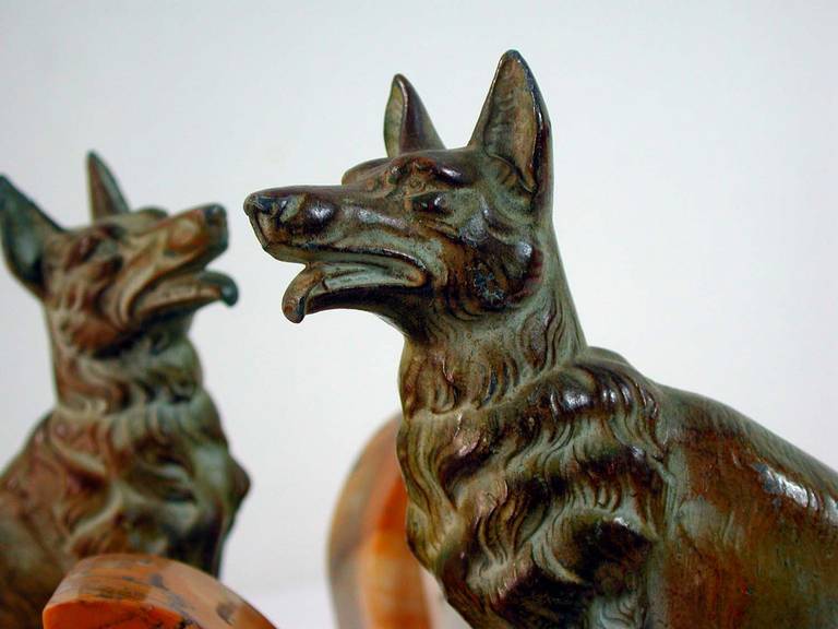 Art Deco French Bookends German Shepherd Dogs in the Manner of Calvin 1