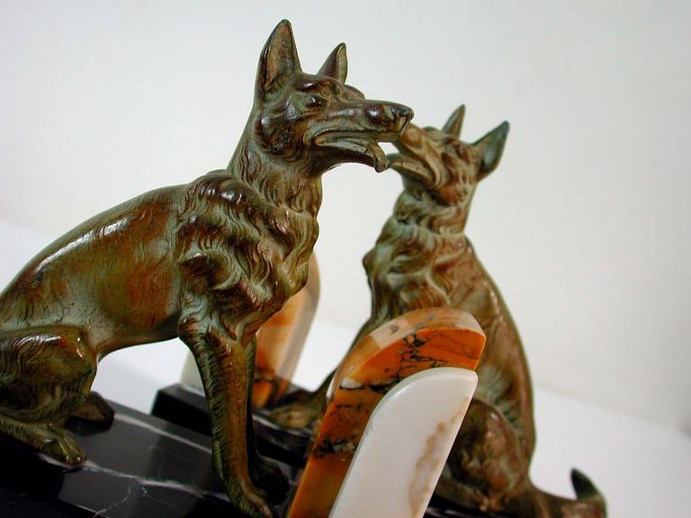 Art Deco French Bookends German Shepherd Dogs in the Manner of Calvin 3