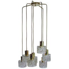Austrian Cascading Textured Glass and Brass Chandelier by Kalmar 10