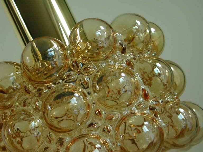 Bubble Amber Ceiling Lamp Pendant by Helena Tynell for Limburg, 1968