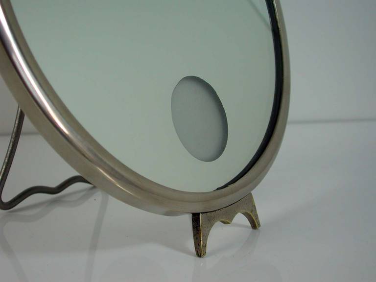 Plated French Art Deco Illuminated Vanity Mirror Le Mirophar by Brot