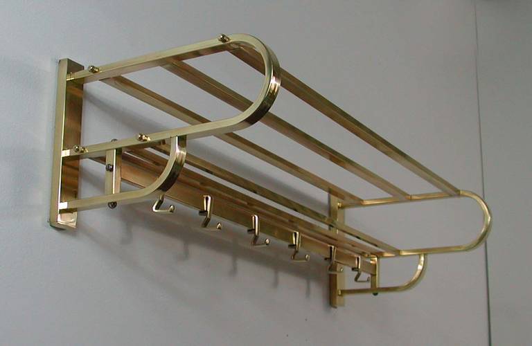 1930s German Art Deco Bauhaus Brass Coat Rack 4